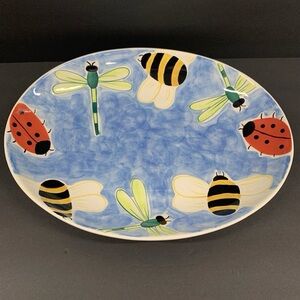 Clay Art Platter CERAMIC Insect pattern 17 x 13